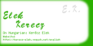 elek kerecz business card
